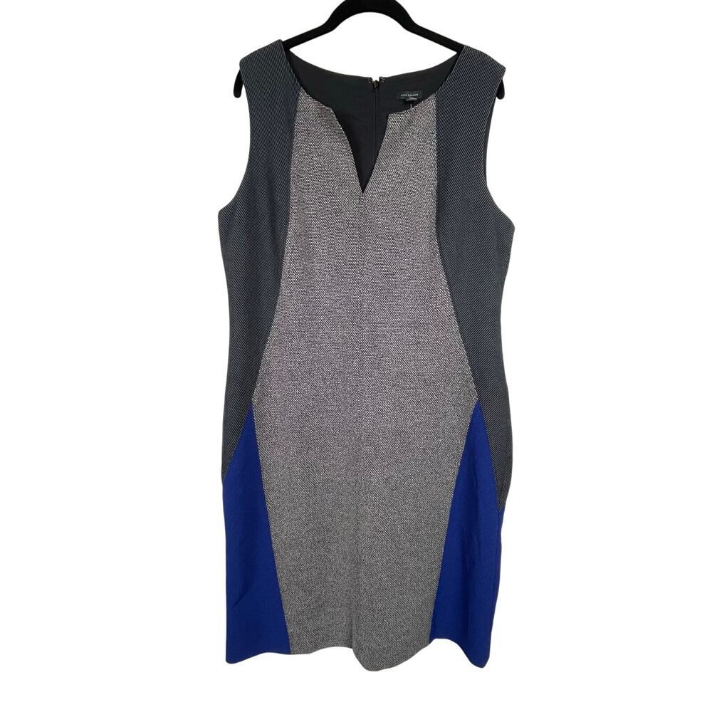 Ann Taylor Sleeveless Shift Dress Size 12 - Colorblock, V-Neck, Zip